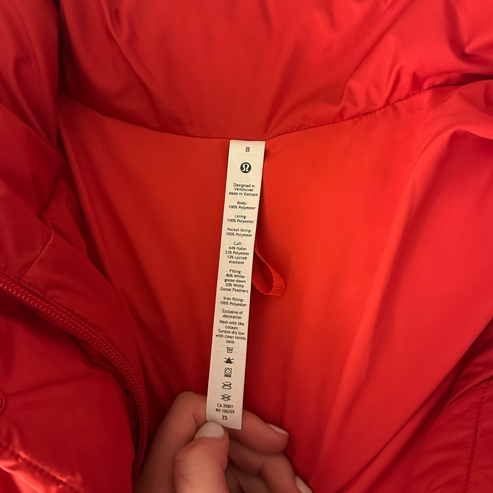 Lululemon Red Puffer Jacket